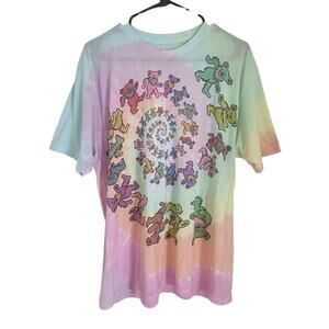 Grateful Dead Dancing Bears Spiral Tie Dye T-Shirt XL Liquid Blue Vintage